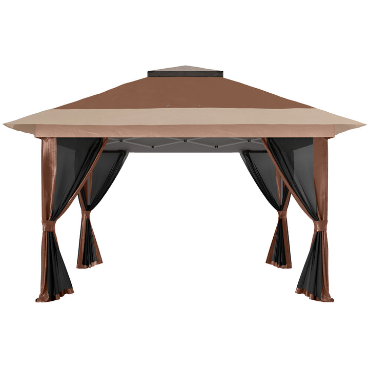 3.6 x 3.6m Pop-Up Gazebo, with Accessories - Brown