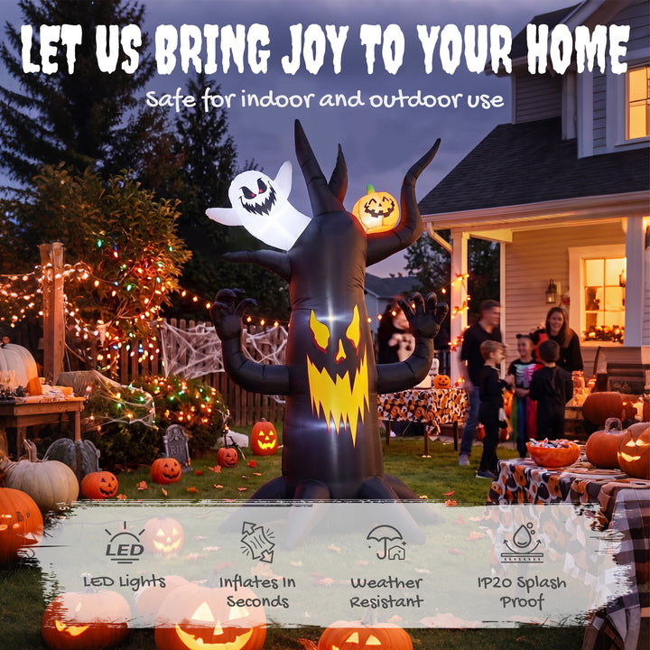 8 FT Halloween Inflatable Spooky Tree, Blow Up Decoration with Ghost a