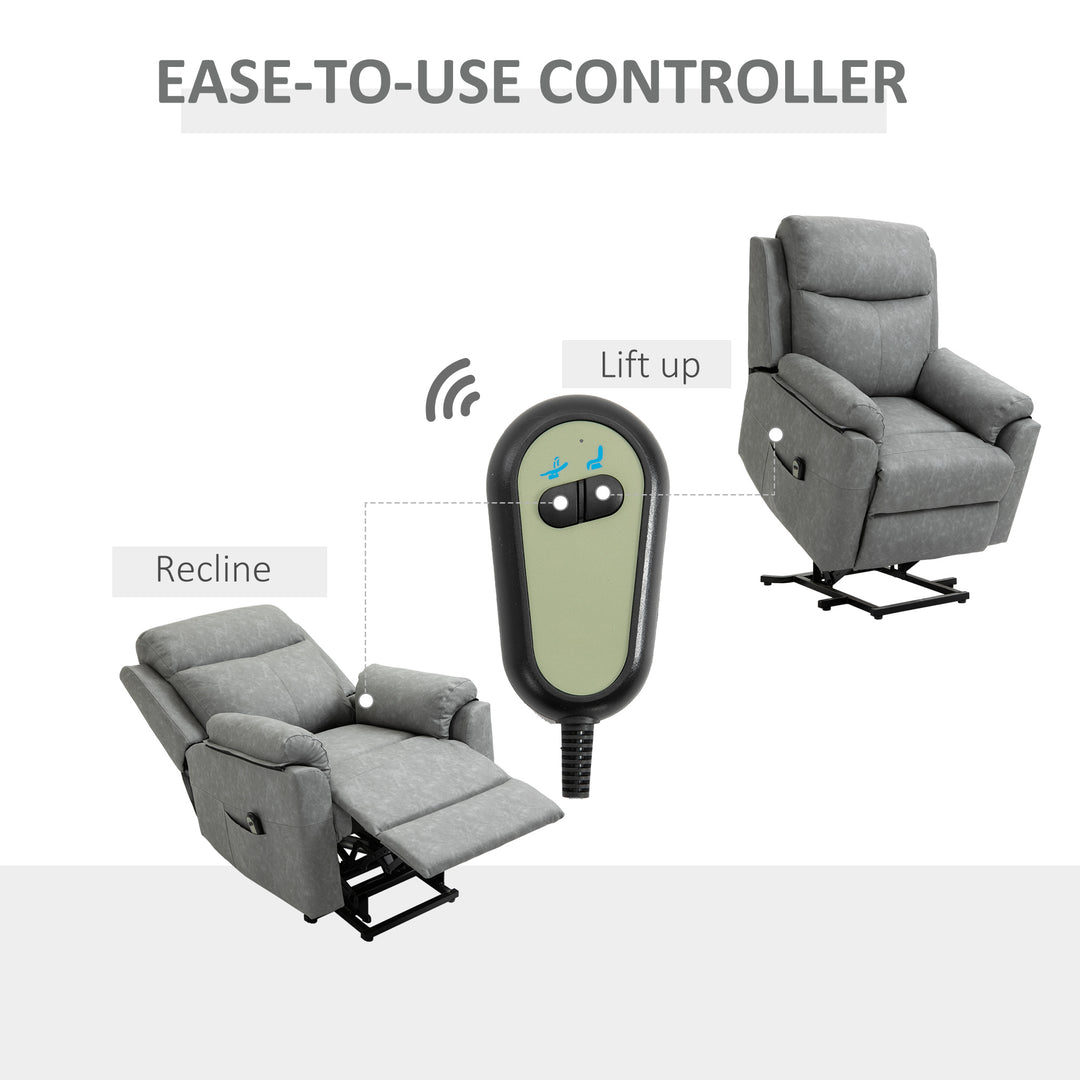 Faux Leather 70° Electric Riser Recliner Chair - Grey