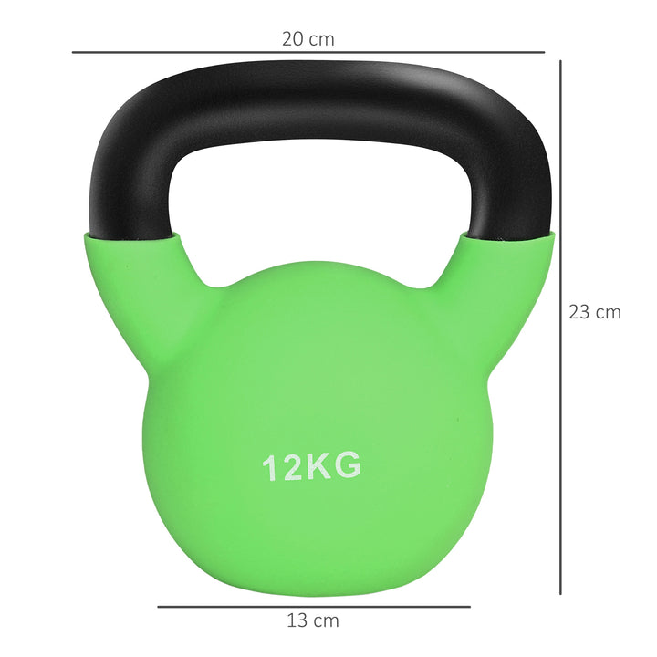MCL Soft Kettlebell, 12kg Kettle Bell with Non-Slip Handle for Home Gym Weight Lifting and Strength Training, Green