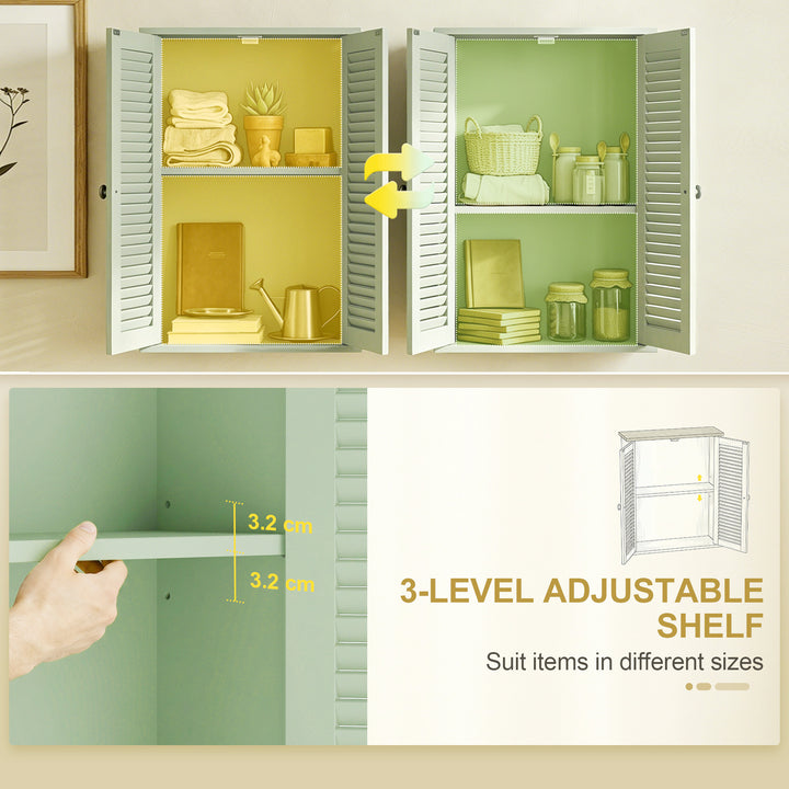 Bathroom Cabinet, Bathroom Wall Cabinet with Louvered Doors and Adjust