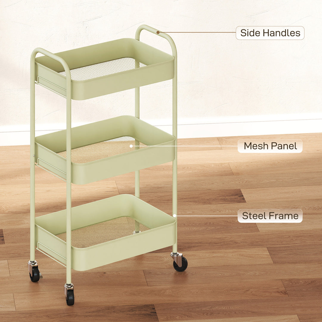 Three-Tier Steel Storage Trolley - Green