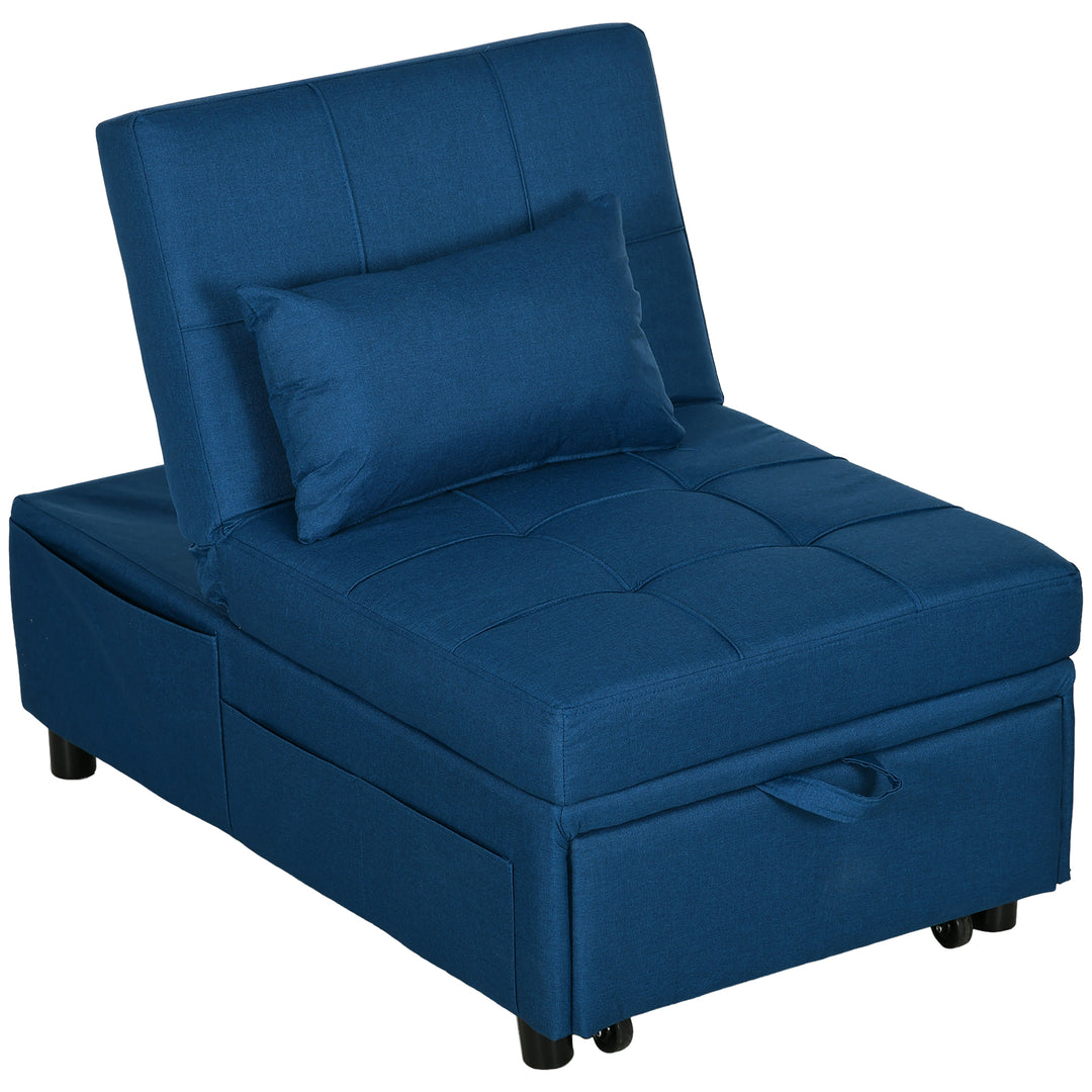 Four-In-One Single Sleeper Chair - Dark Grey - Blue