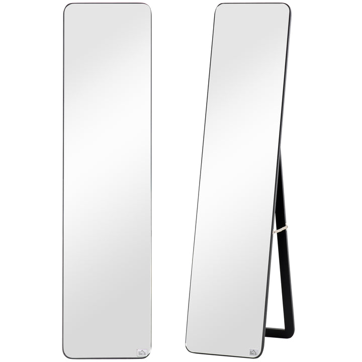 MCL Full Length Mirror, 156 x 37 cm Rectangular Full Body Mirror with Stand, Floor Standing, Hanging or Leaning Against Wall for Bedroom Cloakroom, Black
