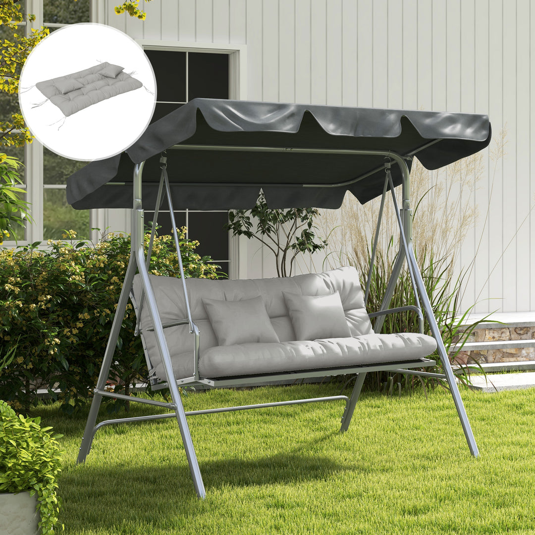 Back and Seat Cushion Replacement with 2 Pillows, Patio Chair Cushions Set with Ties, Light Grey