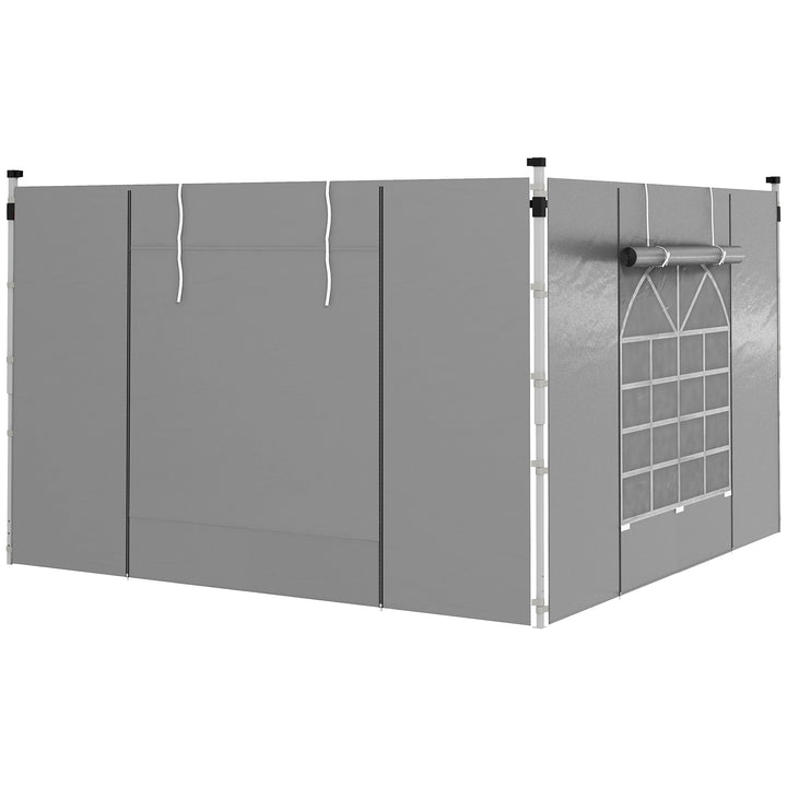 Gazebo Side Panels, 2 Pack Sides Replacement, for 3x3(m) or 3x6m Pop Up Gazebo, with Windows and Doors, Light Grey