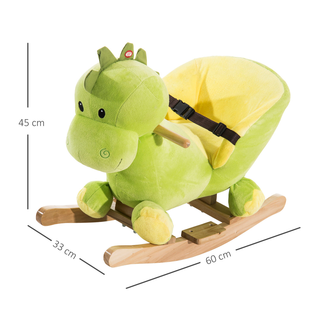 HOMCOM Kids Rocking Horse Plush Ride On Dinosaur Seat w/Seat Safety Belt, 32 Songs, Ride on Horses Toys 18 Months Up | Aosom UK