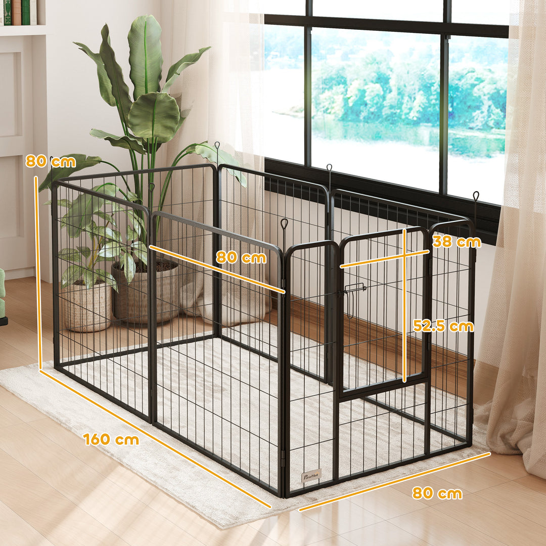 6 Panels Dog Playpen, Portable Detachable Puppy Pen with Door, for Medium Dogs, 80cm High, Grey