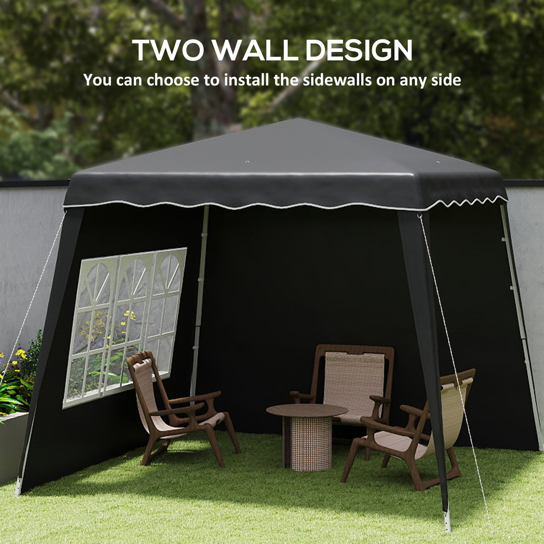 2.4 x 2.4m Two Wall Pop Up Gazebo - Black