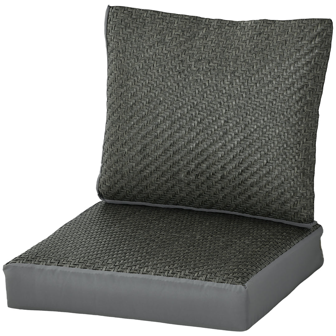 4 Pieces Outdoor Seat Cushions with Backrest, Fabric and PE Rattan Cover, Water Repellent Seat Pads for Chair, Swing, Sofa, Grey