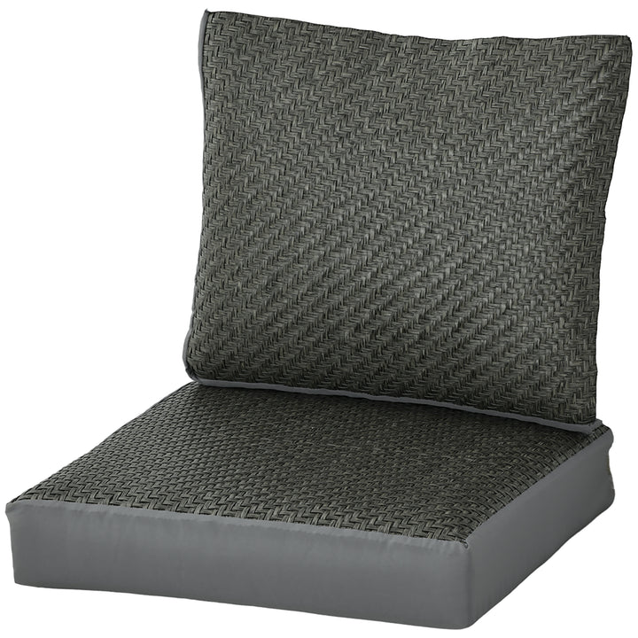 4 Pieces Outdoor Seat Cushions with Backrest, Fabric and PE Rattan Cover, Water Repellent Seat Pads for Chair, Swing, Sofa, Grey