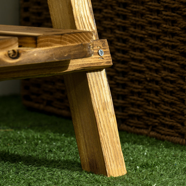 Wooden Folding Flower Pot Stand 3 Tier Garden Planter Display Ladder Gardener Storage Shelves Rack Herb Holder (60L x 37W x 93H cm)