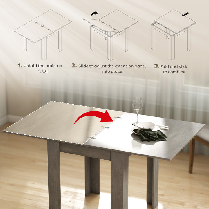 Folding Dining Table for 4-6, Rectangular Extendable Drop Leaf Table f