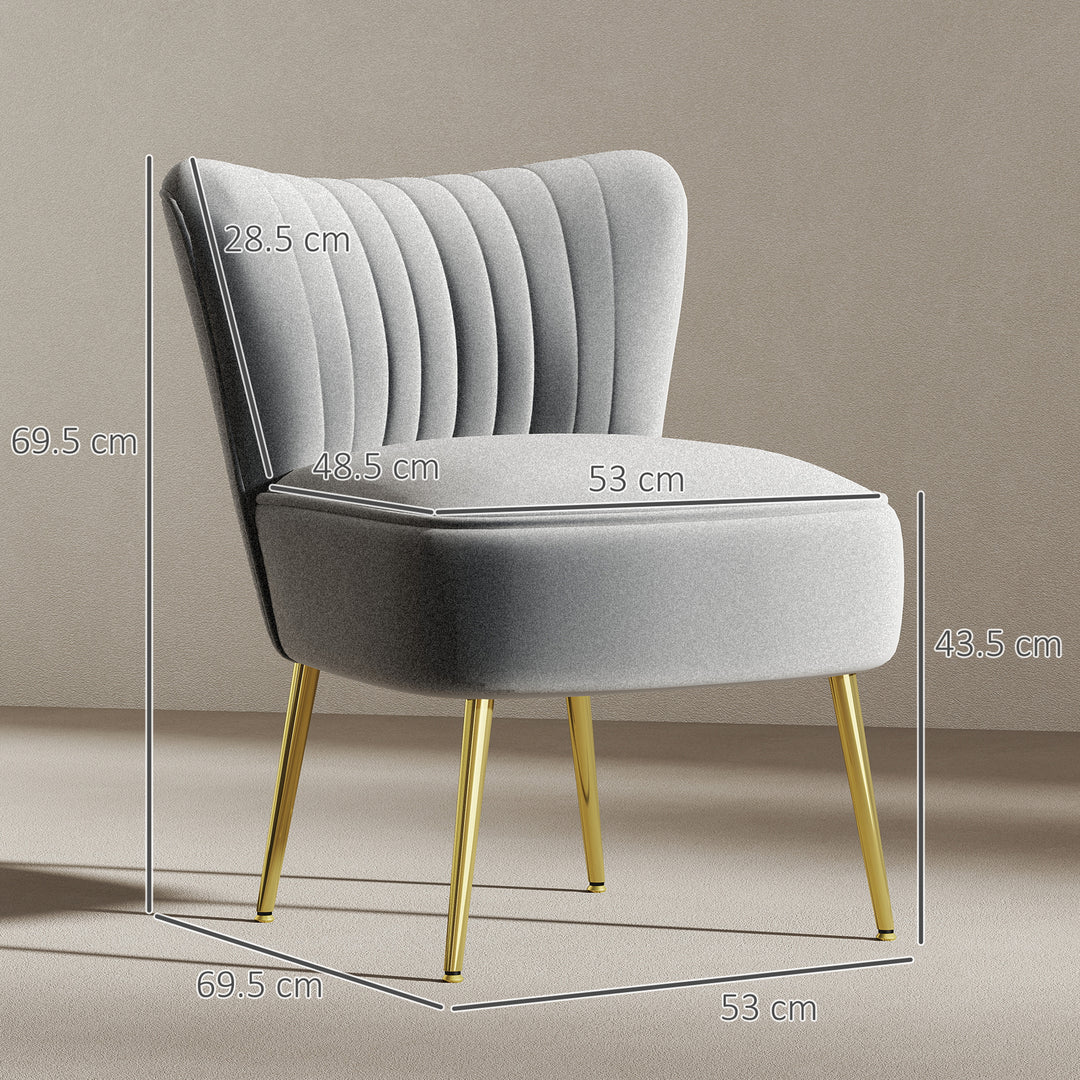 Velvet-Feel Tub Accent Chair - Grey