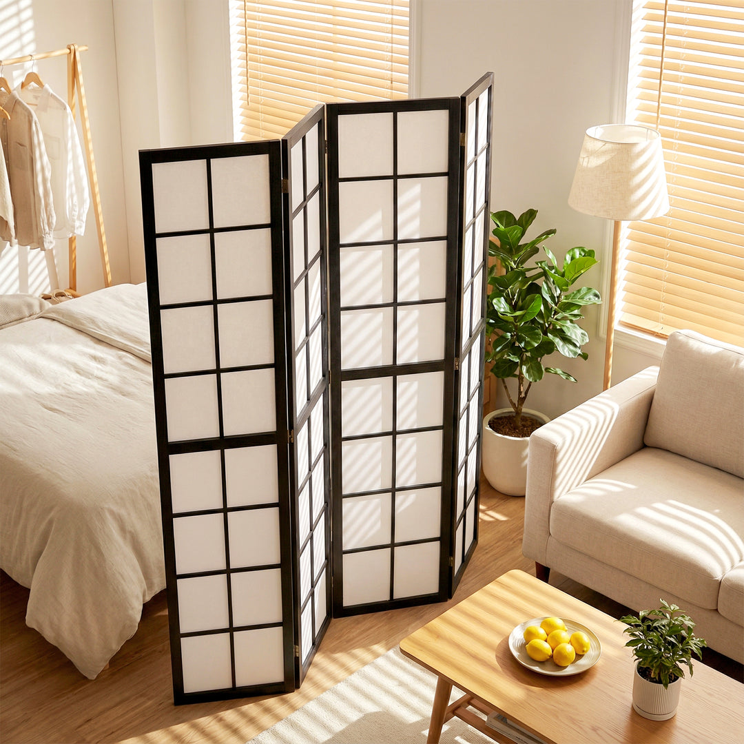 4 Panel Folding Room Divider, Freestanding Room Separator, Indoor Priv