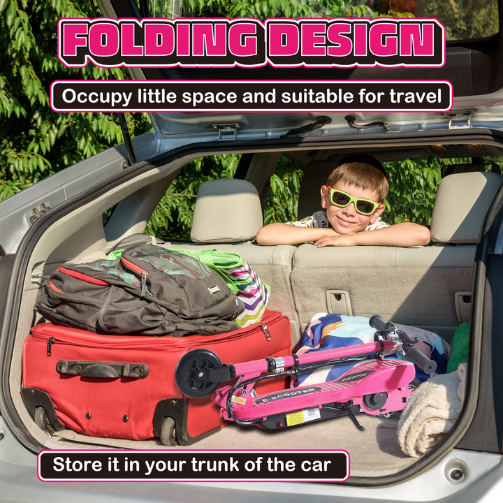 Foldable Electric Kids Scooter, Ride-on for Ages 7-14 Years, Pink