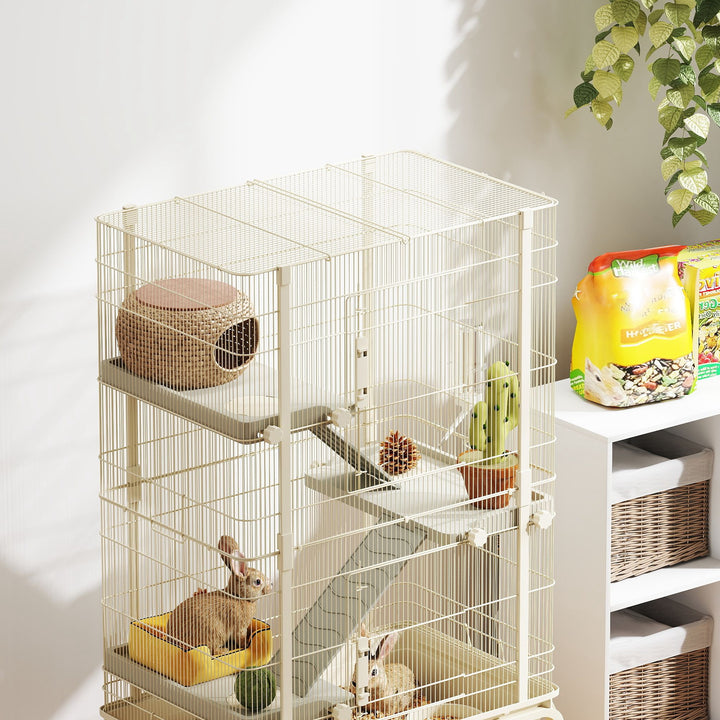 4-Level Rolling Small Animal Cage, Rabbit Cage with 3 Ramps, Water Bot
