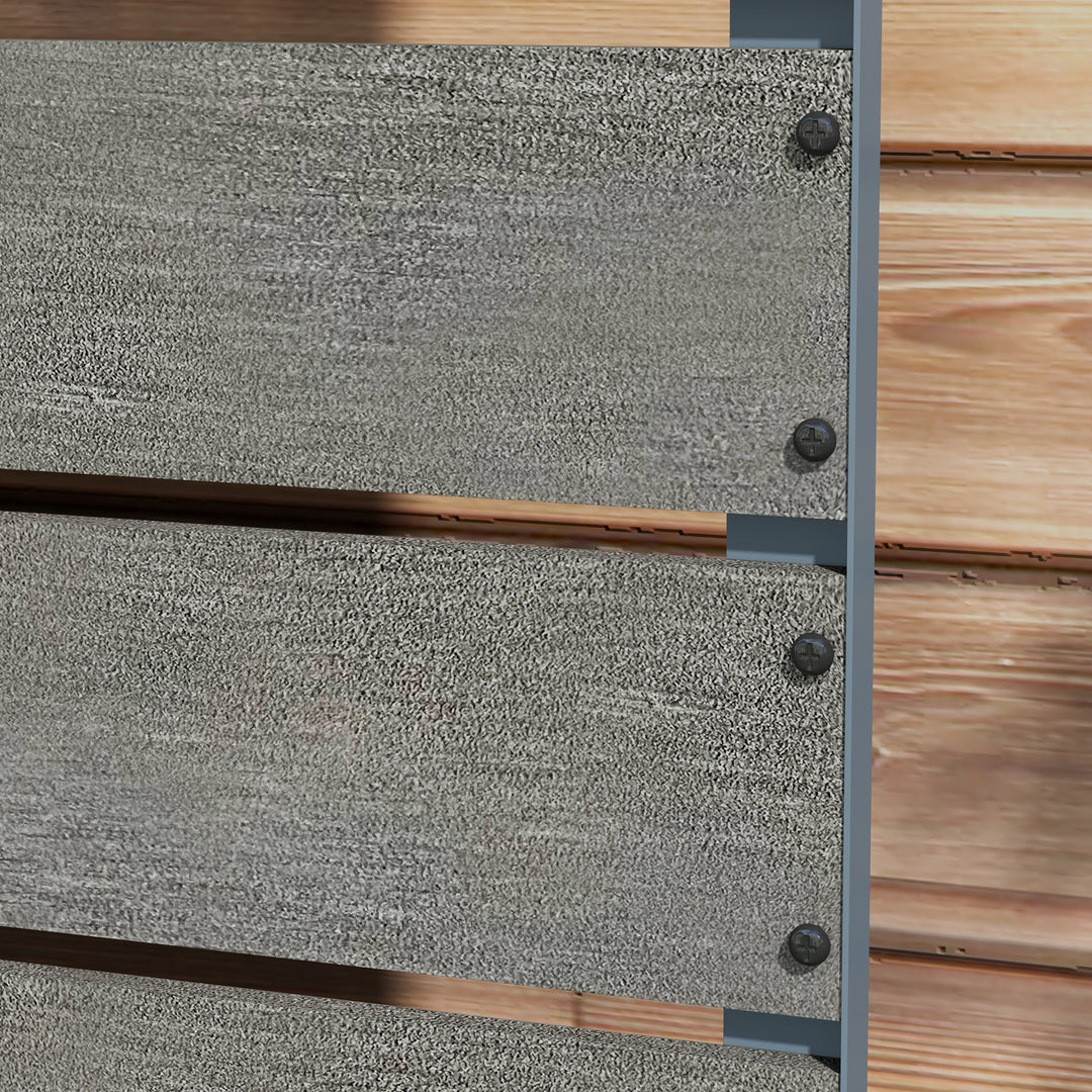 34 x 69.5cm Garden Planter Box, with Back Trellis, Grey