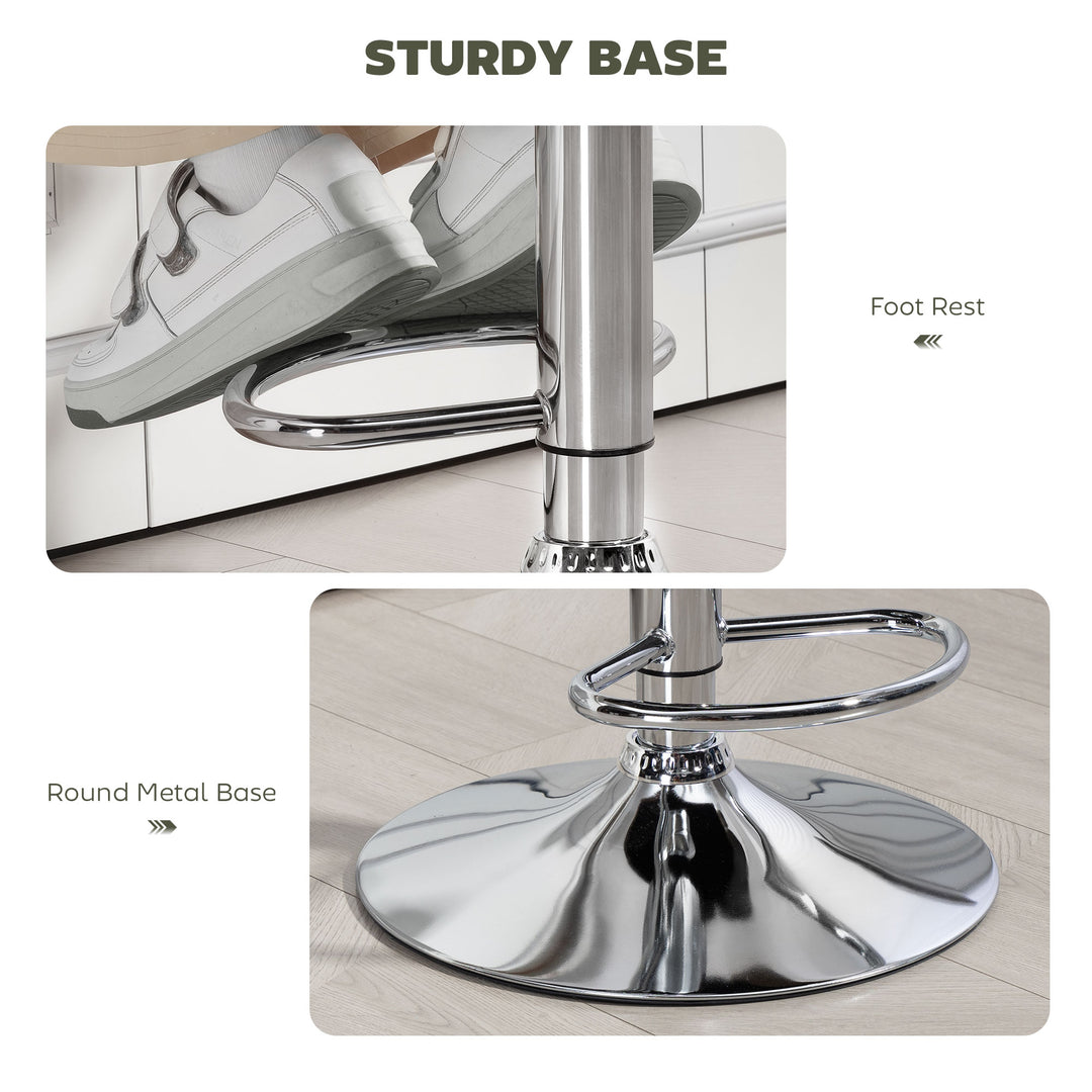 MCL PU Leather Upholstered Swivel Bar Stool, Height Adjustable with Back, Armrest, Footrest, Green