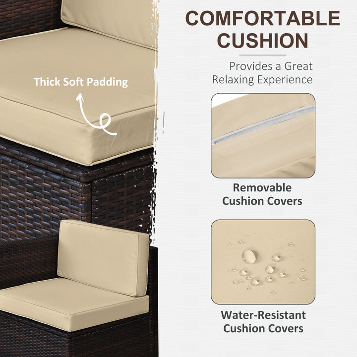 MCL 6-Seater Rattan Sofa Furniture Set W/Cushions, Steel Frame-Brown