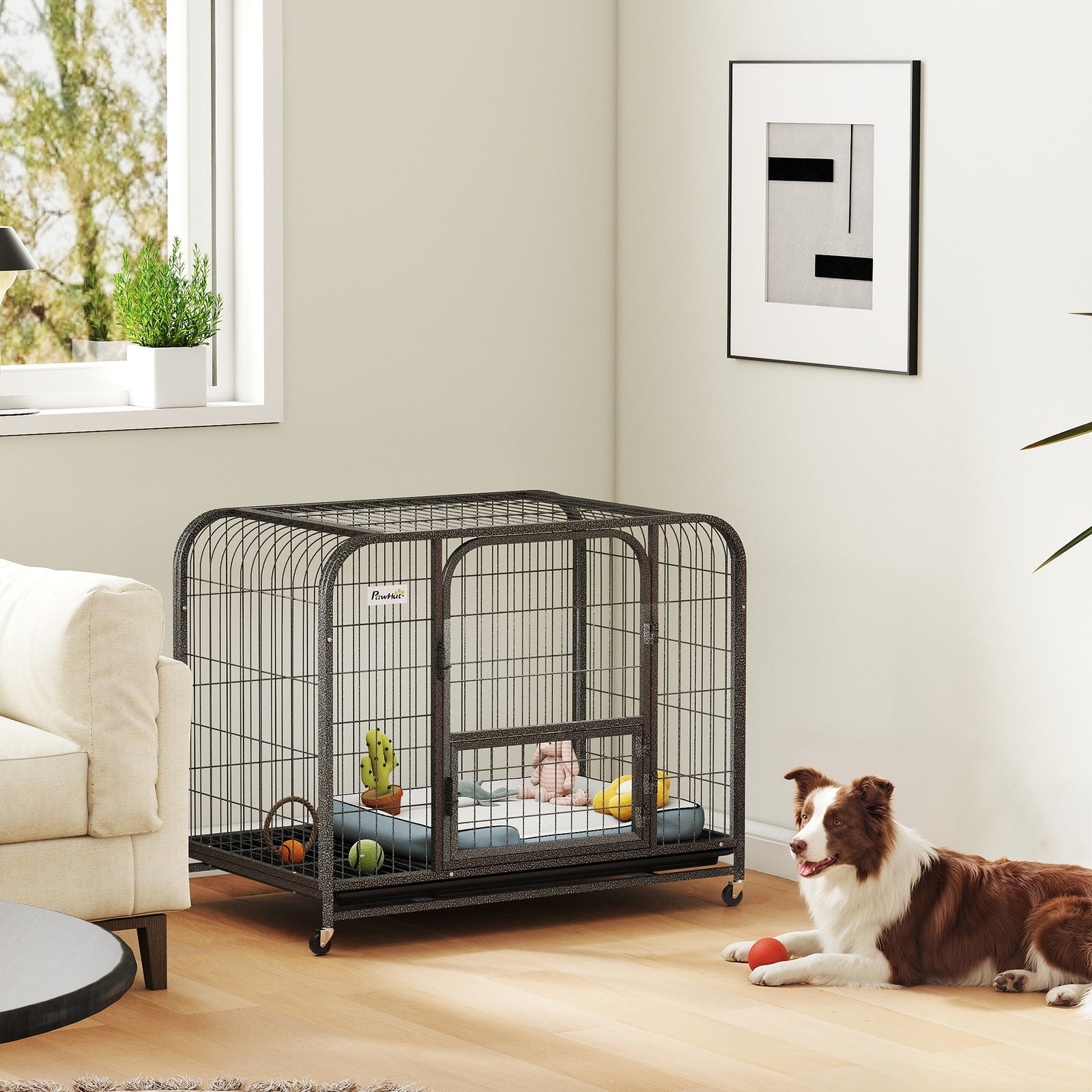 Heavy Duty Dog Crate,93 x 58 x 76 cm, Large Dog Cage for Small to Medi
