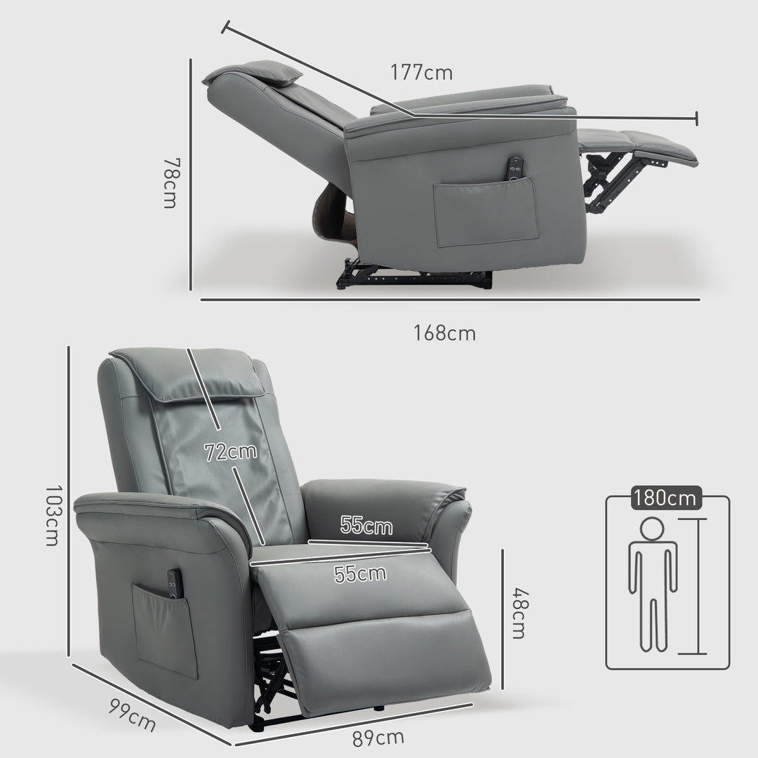 Recliner Armchair with 3D Kneading Massage, Breathable Leather Recliner Chair with Back Massager and Headrest, Electric Reclining Chair with Footrest, Remote, USB Port, Side Pockets for Home