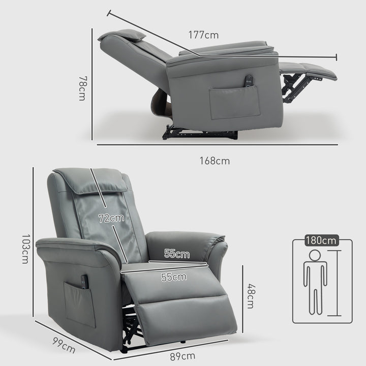 Recliner Armchair with 3D Kneading Massage, Breathable Leather Recliner Chair with Back Massager and Headrest, Electric Reclining Chair with Footrest, Remote, USB Port, Side Pockets for Home