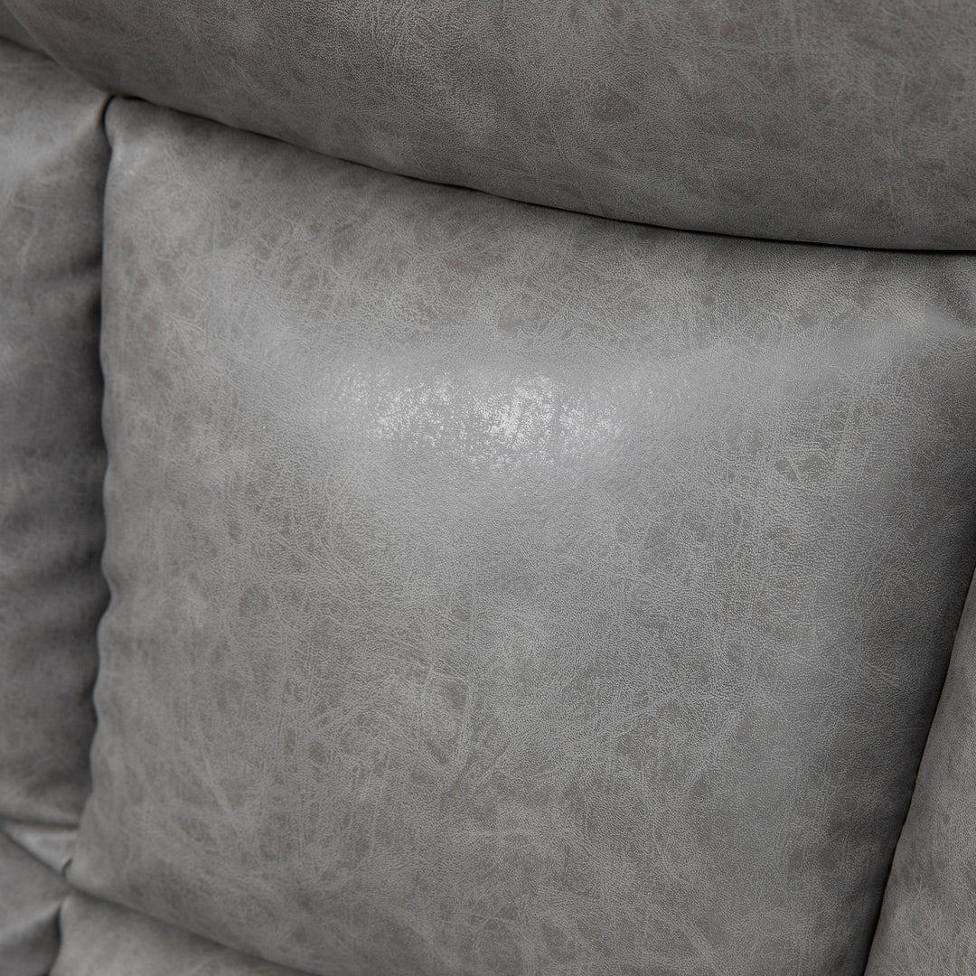 Thick Padded Faux Leather Recliner Armchair - Light Grey