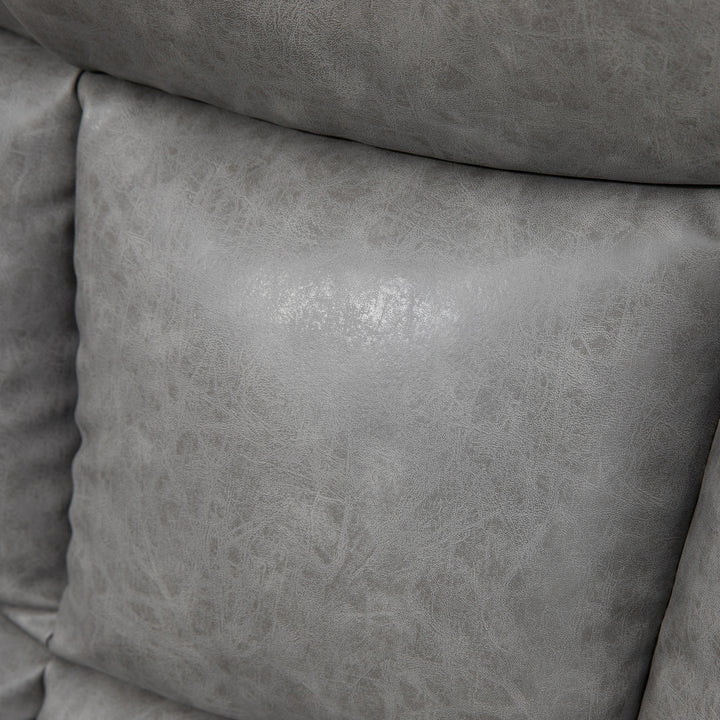 Thick Padded Faux Leather Recliner Armchair - Light Grey