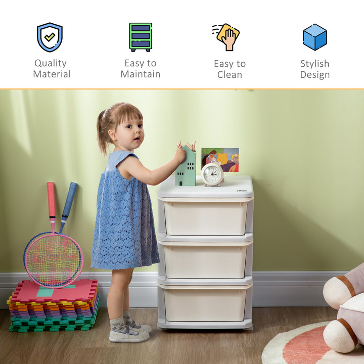 HOMCOM 3-Tier Toy Storage Box Kids Toy Storage with Removable Boxes, for Bedrooms, Playrooms & Other Children Areas, White | Aosom UK