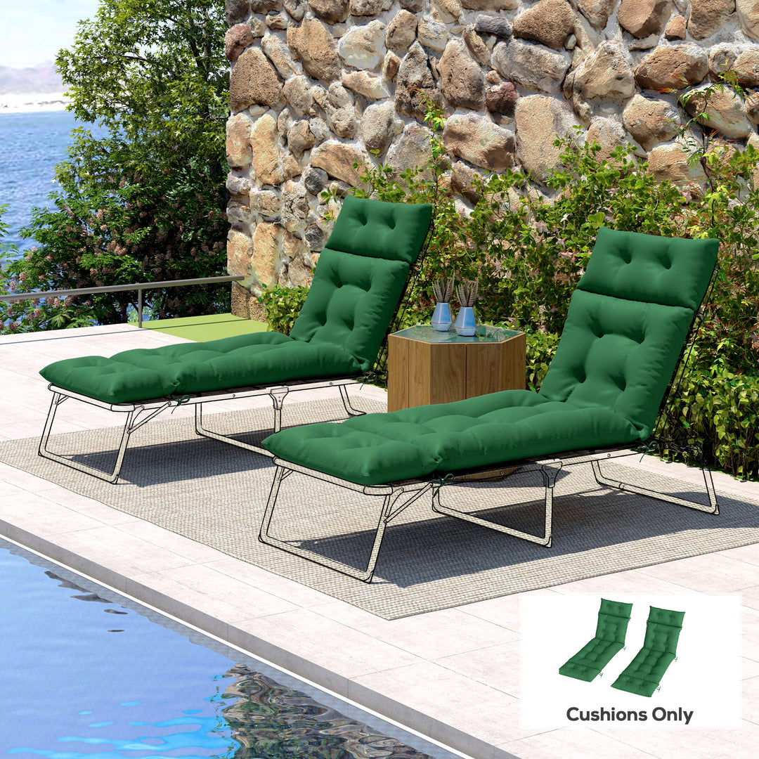 Set of Two 190 x 56cm Sun Lounger Cushions - Green
