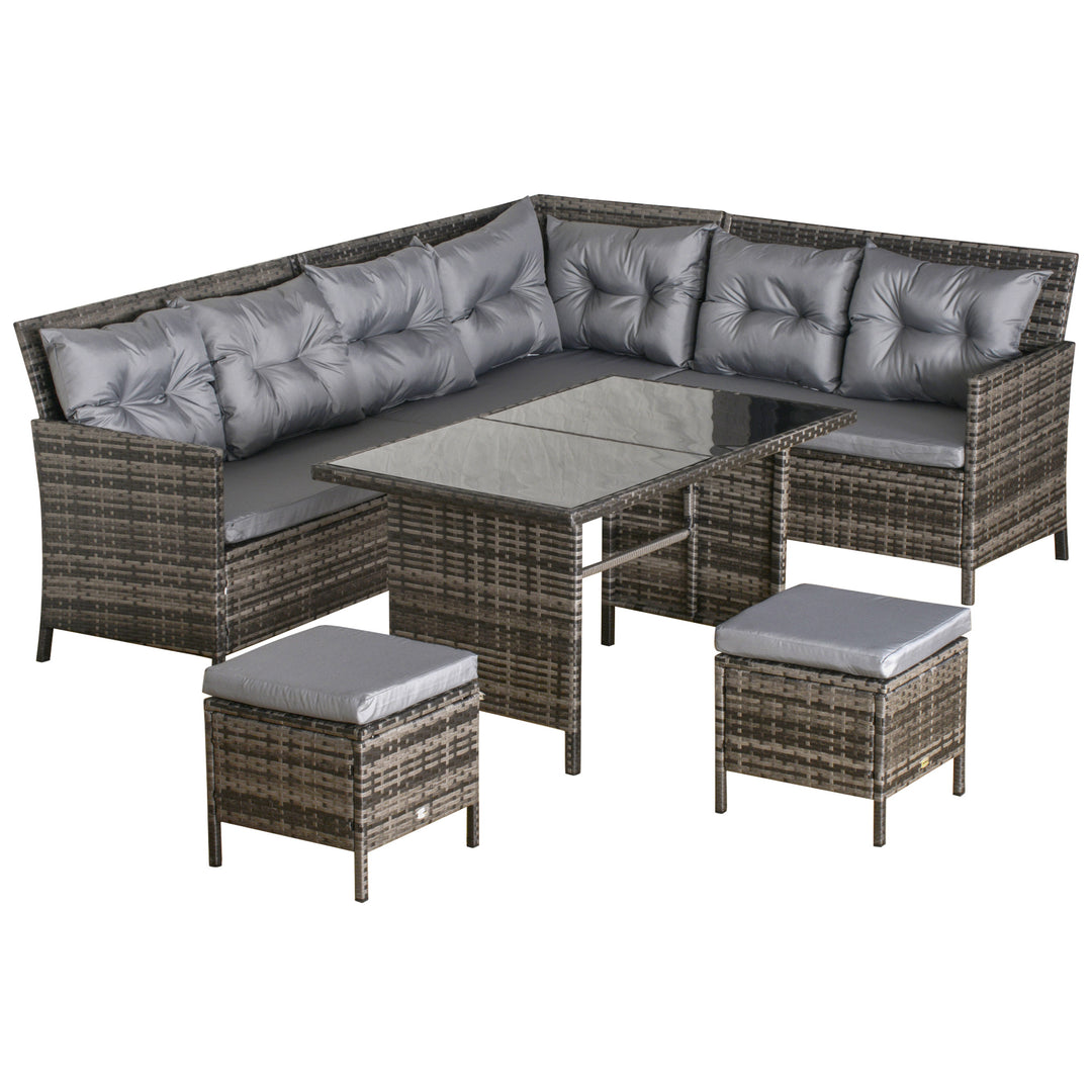 8 Seater Patio wicker Sofa Set ,Outdoor Couch with Table & Cushions, Grey