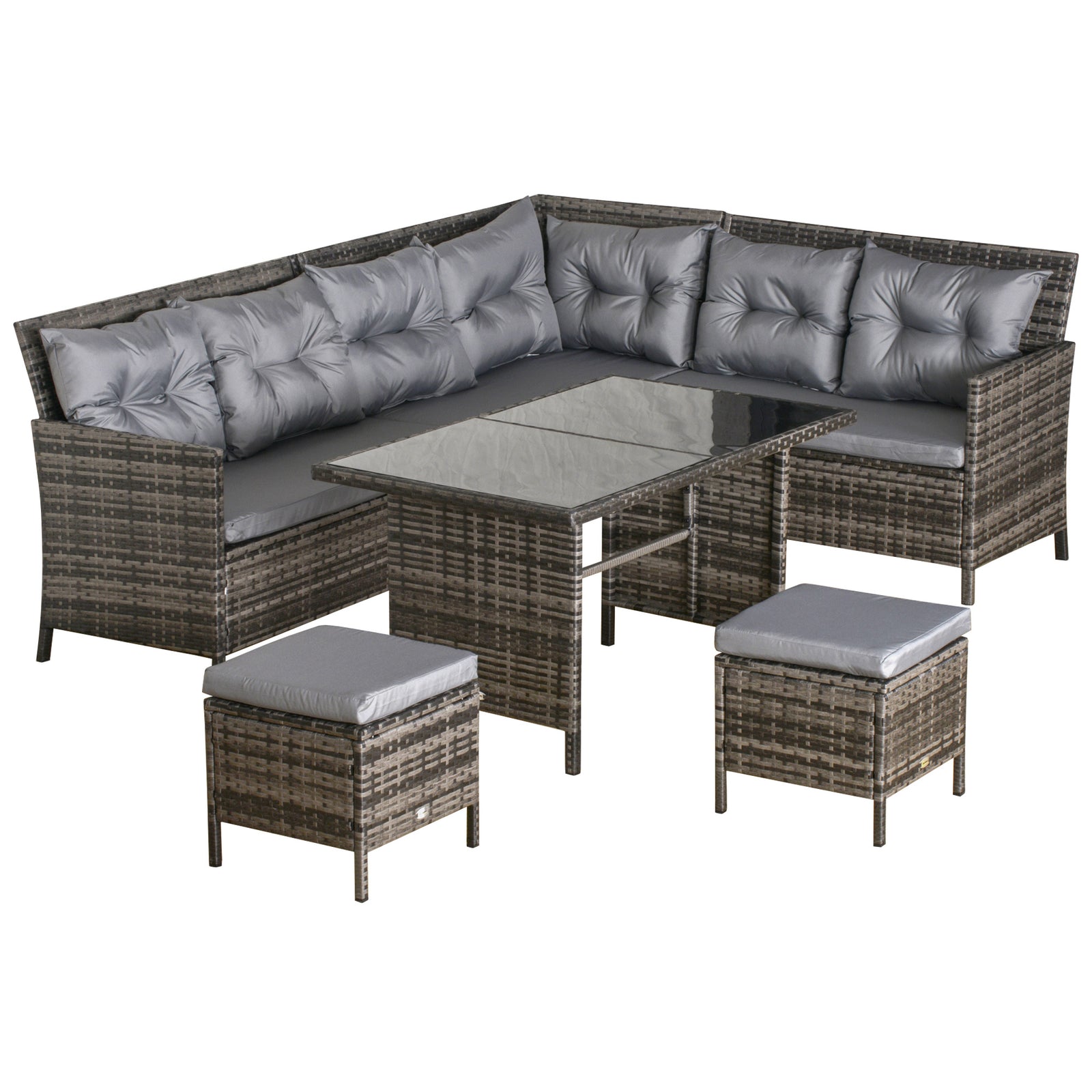 8 Seater Patio wicker Sofa Set ,Outdoor Couch with Table & Cushions, Grey