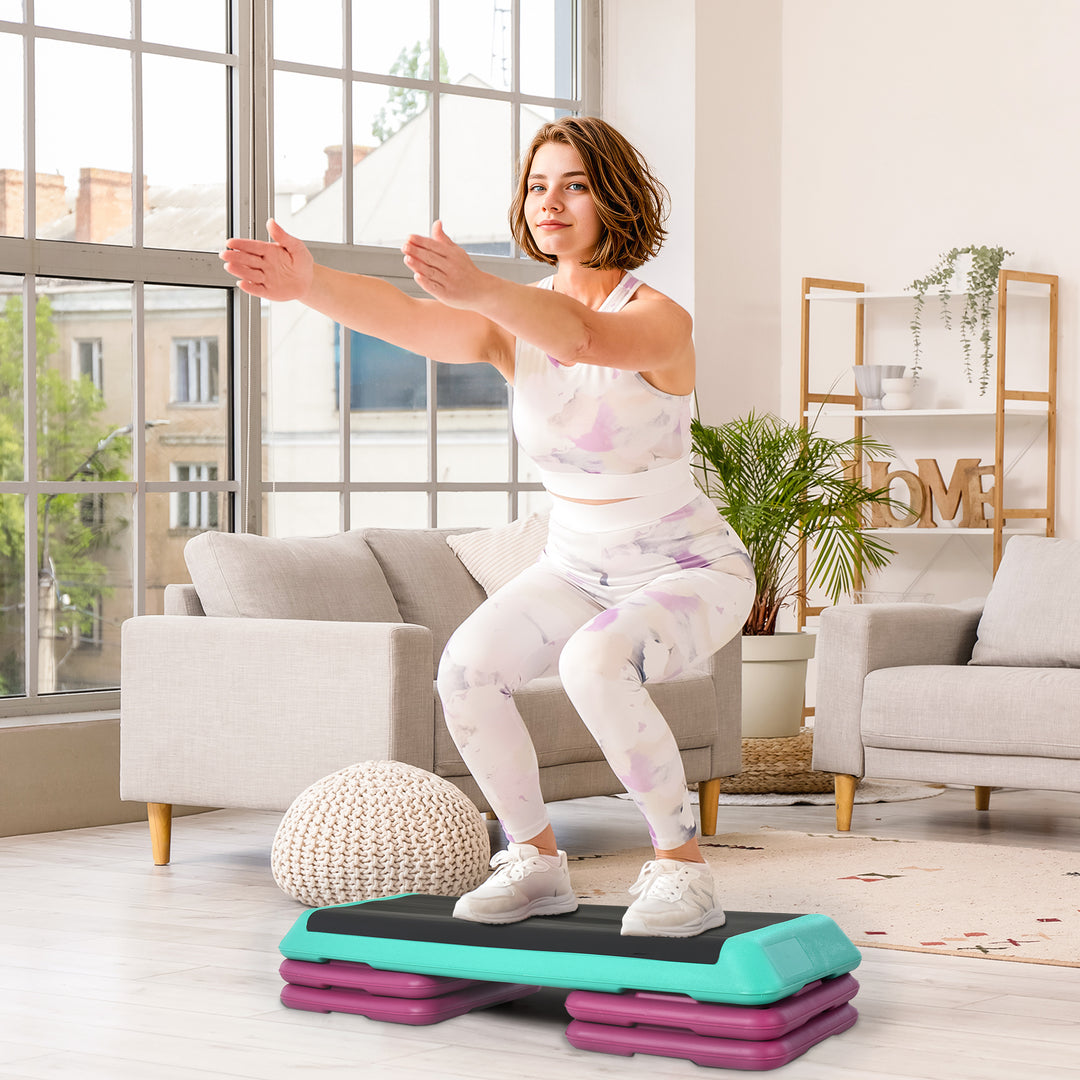 MCL 3-Level Aerobic Step 10/15/20cm Steppers for Exercise Workout w/ Non-Slip Top Compact Stepper Home Office Indoor Outdoor Fitness Equipment