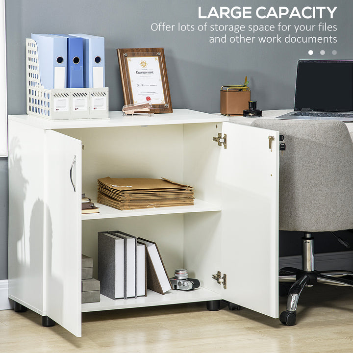 Two-Tier Locking Office Storage Cabinet - White