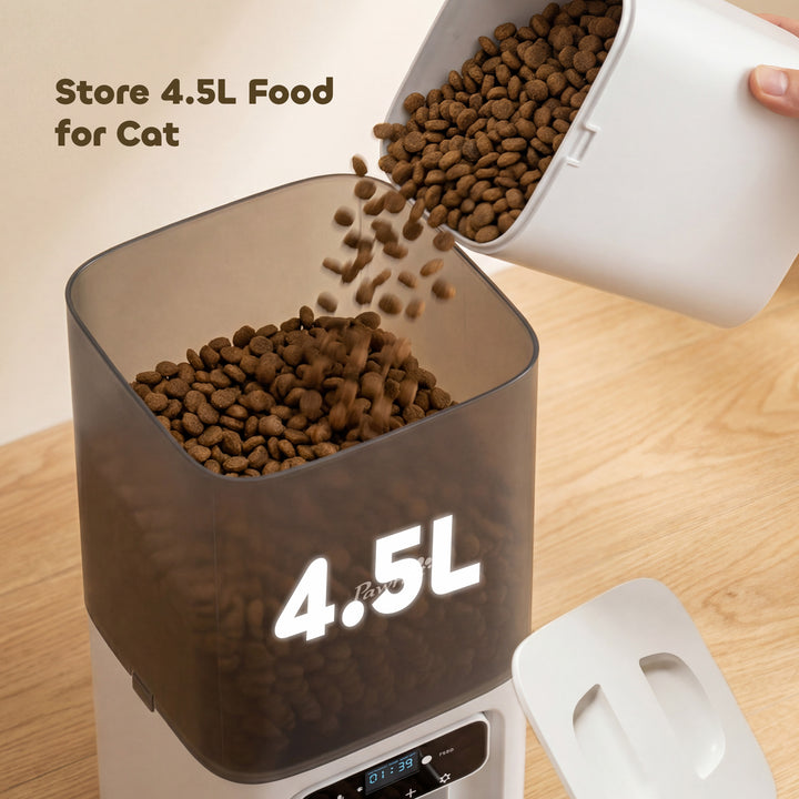 Programmable Automatic Cat Feeder with Timer Up to 6 Meals Per Day, 10s Voice Recorder, Portion Control