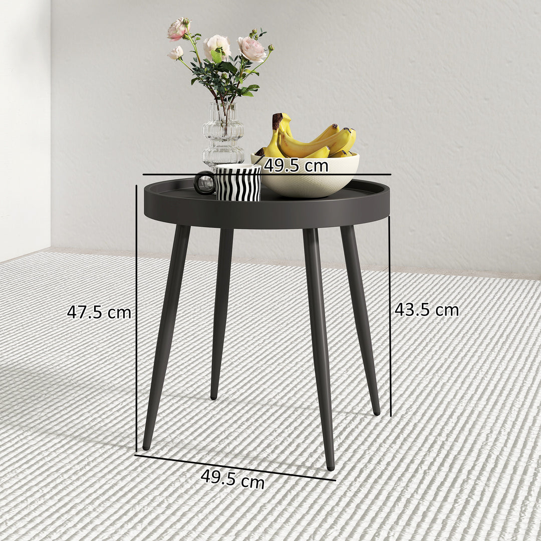 49.5 cm Round Garden Table, Small Outdoor Coffee Side Table with Plast
