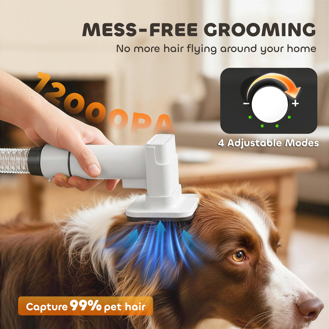 5 in 1 Dog Grooming Vacuum &amp; Dryer w/ Clipper, 1.8L Canister, 4 Modes 