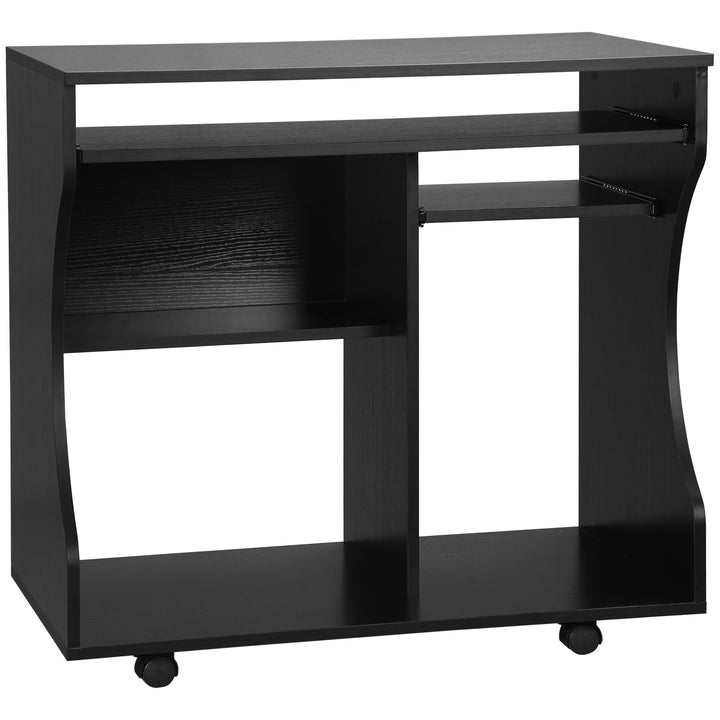 Multi-Storage Compact Work Desk, with Wheels - Black