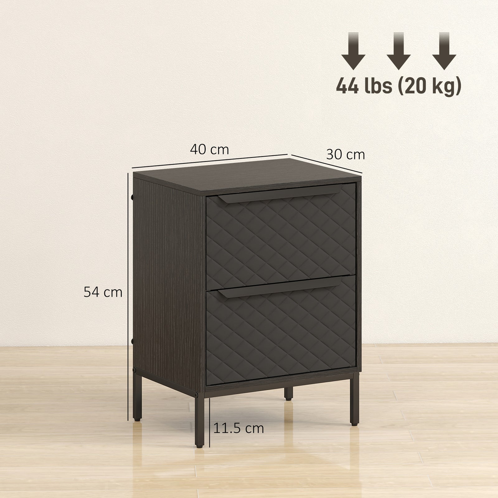 Chest of Drawers, Dresser with 2 Fabric Drawers and Aluminium Handles 