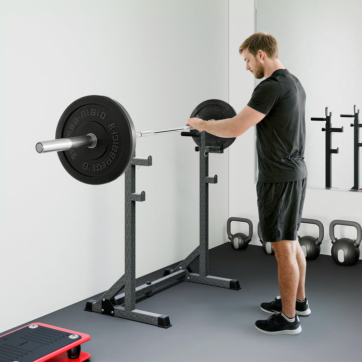 MCL Heavy Duty Barbell Squat Rack, Adjustable and Multifunctional Weight Power Stand, for Home, Gym - Black