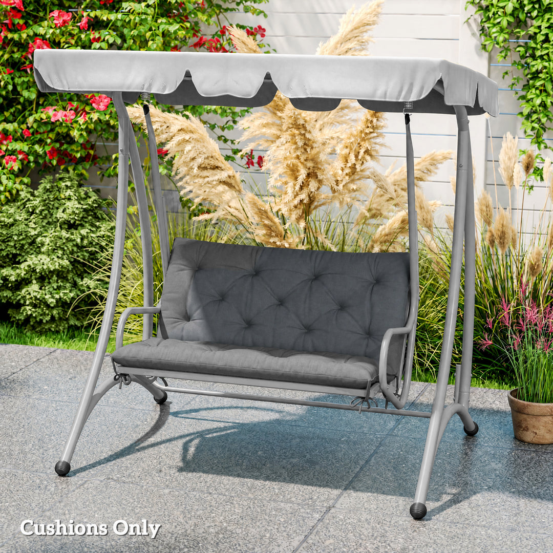 2 Seater Bench Pad, Garden Swing Chair Cushion with Back and Ties, Tuf