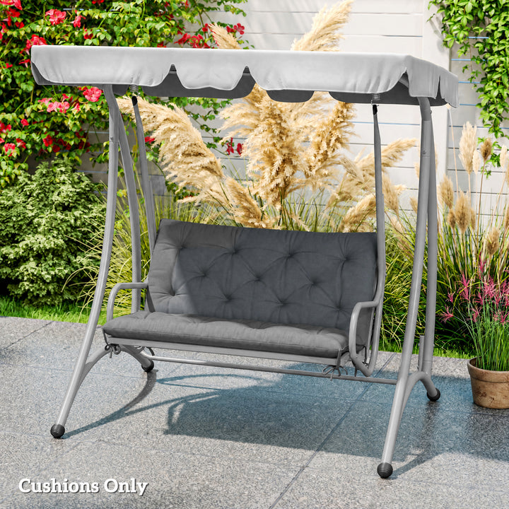 2 Seater Bench Pad, Garden Swing Chair Cushion with Back and Ties, Tuf
