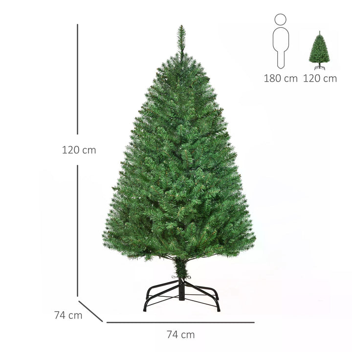 HOMCOM 4 Feet Prelit Artificial Christmas Tree Warm White LED Light Holiday Home Xmas Decoration, Green | Aosom UK