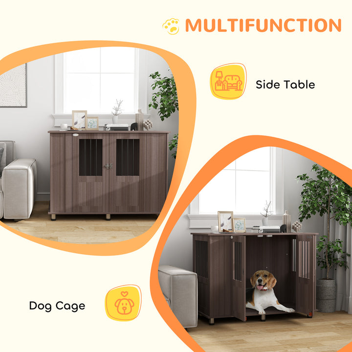 Dog Crate Table for Medium and Large Dogs with Magnetic Door for Indoor Use, 116 x 60 x 87 cm, Purple