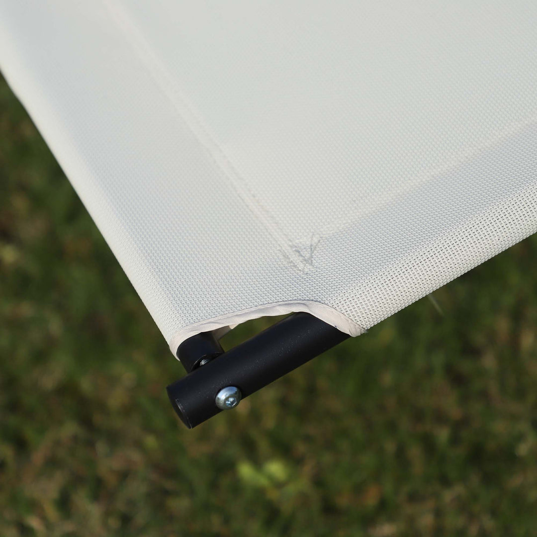 MCL Double Sun Lounger, Rocking Lounger Sunbed Daybed with Armrest and Headrest Pillow, for Two, For Outdoor Patio Garden, Cream White