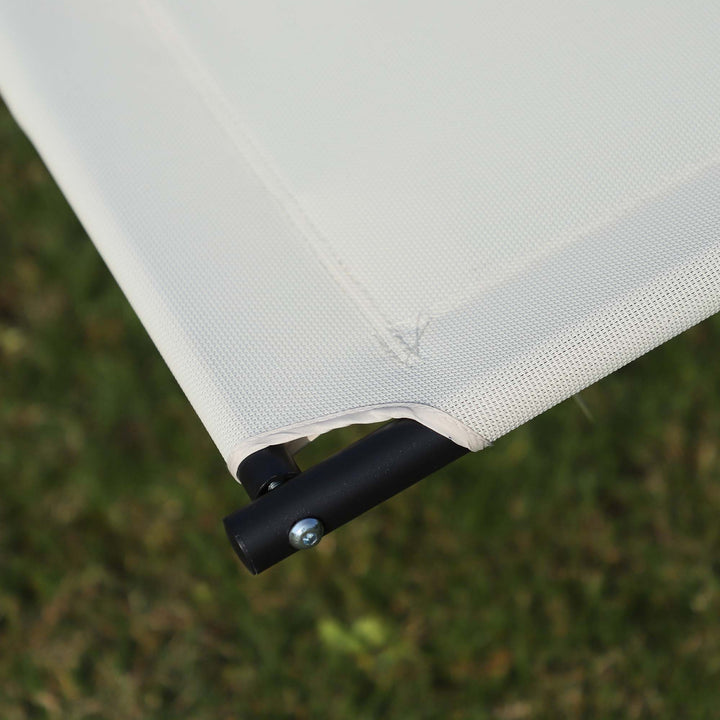 MCL Double Sun Lounger, Rocking Lounger Sunbed Daybed with Armrest and Headrest Pillow, for Two, For Outdoor Patio Garden, Cream White