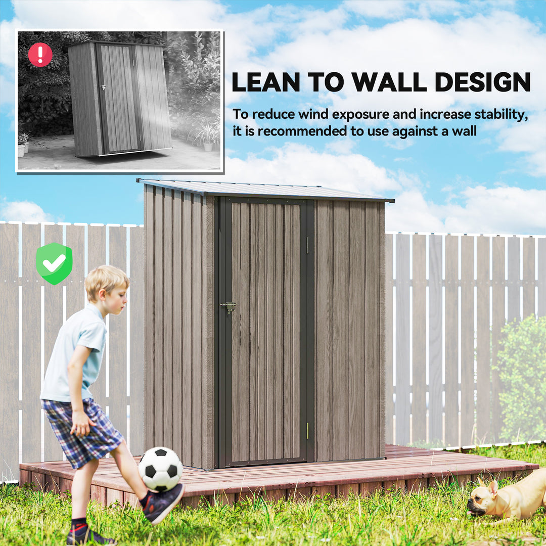 5ft x 3ft Metal Garden Storage Shed, Outdoor Tool Shed with Sloped Roof, Lockable Door for Tools, Equipment, Light Grey