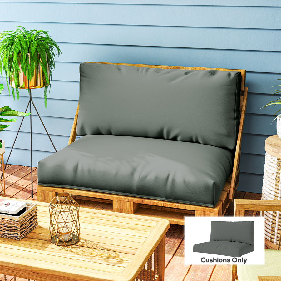 Two Piece Seat Pallet and Back Cushions - Charcoal Grey