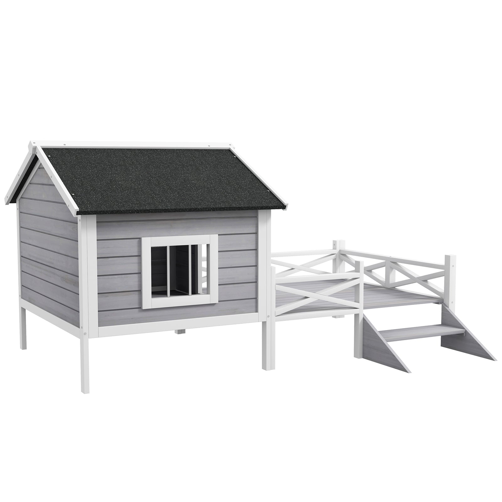Small/Medium Dog House with Porch, Grey